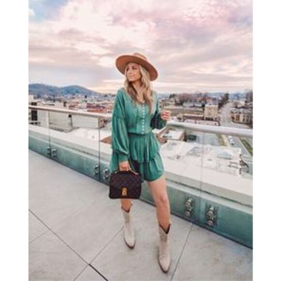 Free People Endless Summer Romy Mini Dress Green Size M - Picture 2 of 7